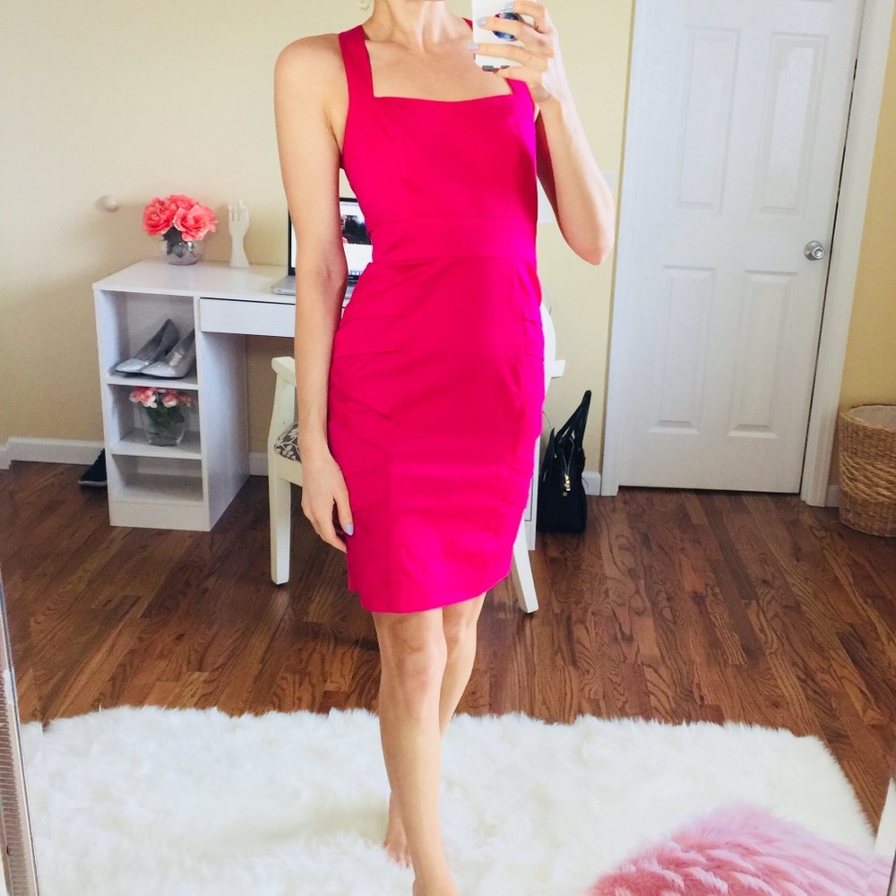 Calvin Klein Hot Pink Criss Cross Back Mini Dress